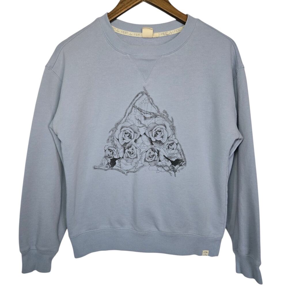 La Hearts Light Blue Floral Triangle Graphic Crewneck Sweatshirt – Size S